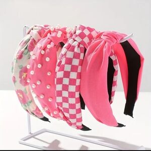 4pcs Fabric Knot Headbands, Pink NEW